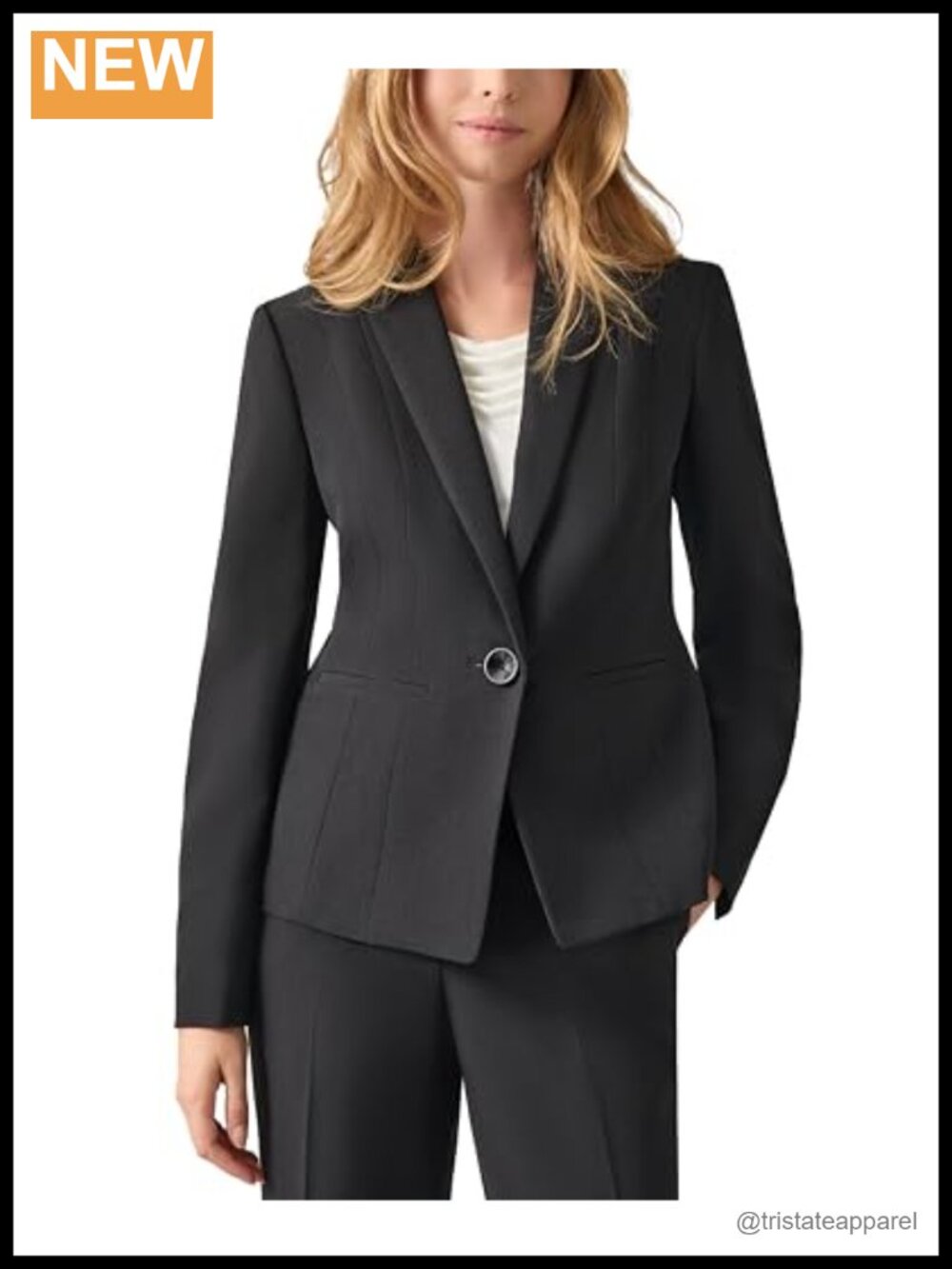 Stretch Crepe Notch Collar Long Sleeve Blazer with Welt Pockets